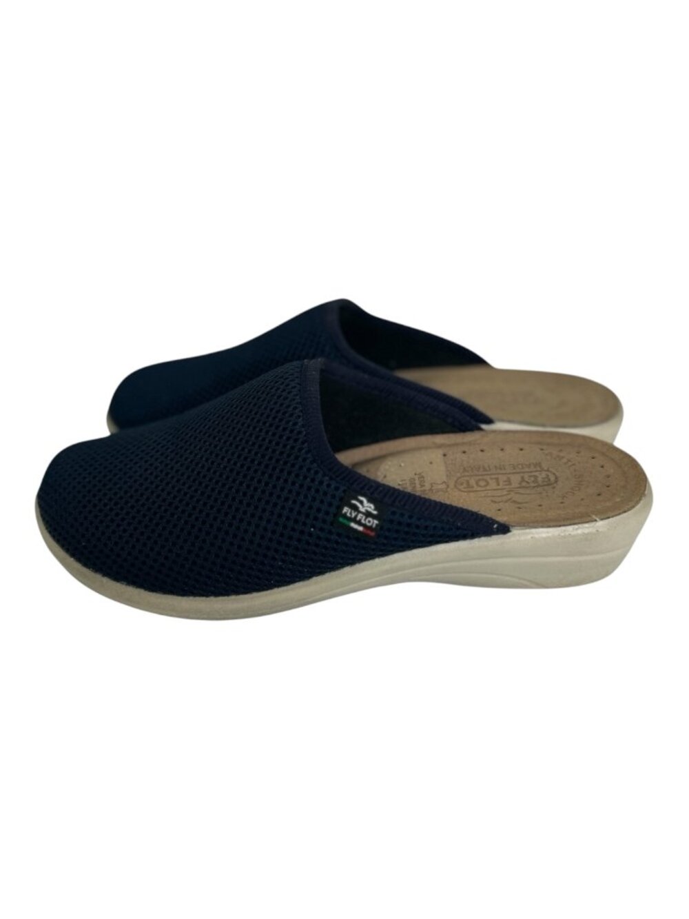 Fly Flot Navy Blue Mesh Slip-On Mule Slippers Anatomic Anti-Shock 39/8